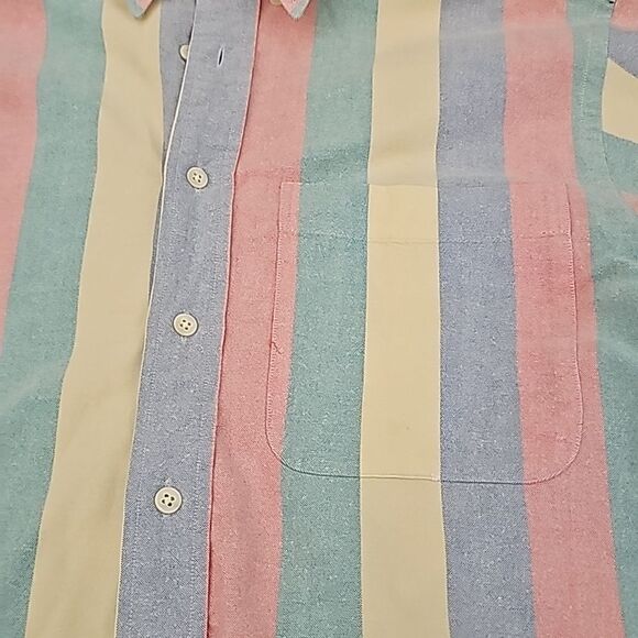 Izod Multi-Colored Stripe Color Block Button Down Shirt Size Small, Cotton - Picture 4 of 7